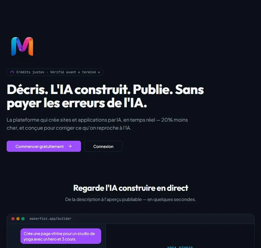 Capture d'écran du site MakerFizz